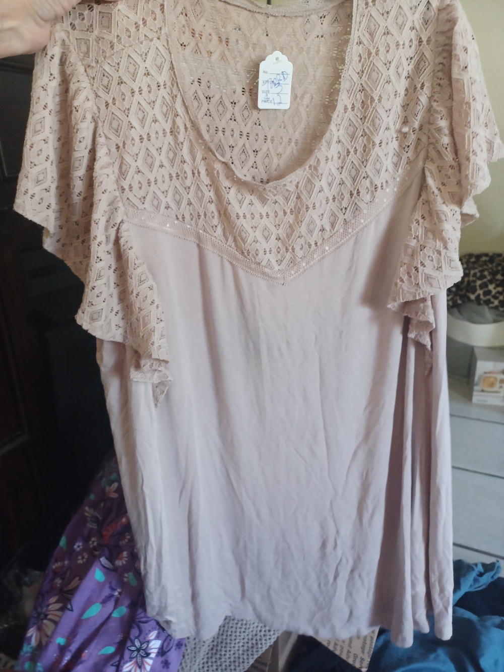 torrid Lace Yoke Flutter Sleeve Tunic - Blush Pink